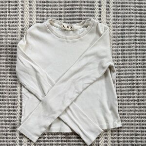 AMO white Ribbed Knit Top